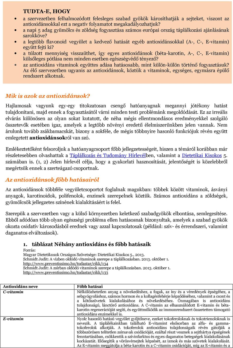 a legtöbb flavonoid vegyület a kedvező hatását egyéb antioxidánsokkal (A-, C-, E-vitamin) együtt fejti ki?