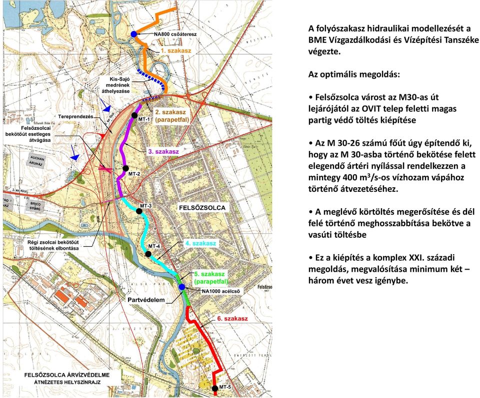 úgy építendő ki, hogy az M 30-asba történő bekötése felett elegendő ártéri nyílással rendelkezzen a mintegy 400 m3/s-os vízhozam vápához történő