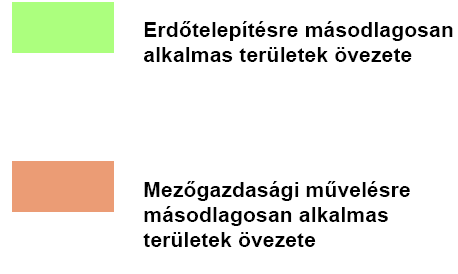 mezőgazdálkodásra másodlagosan alkalmas területek övezete A megyei terv alapján ajánlott