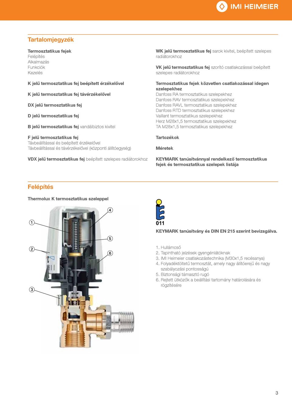 termosztatikus fej beépített szelepes radiátorokhoz WK jelű termosztatikus fej sarok kivitel, beépített szelepes radiátorokhoz VK jelű termosztatikus fej szorító csatlakozással beépített szelepes