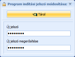 Program indítási jelszó beállítása Ebben a menüpontban végezhető el a program indítási jelszó megadása, módosítása. Elérhető: Beállítások Jelszó 1.