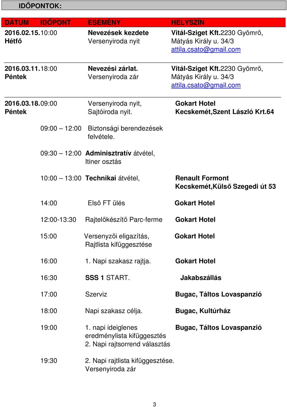 Kecskemét,Szent László Krt.64 09:00 12:00 Biztonsági berendezések felvétele.