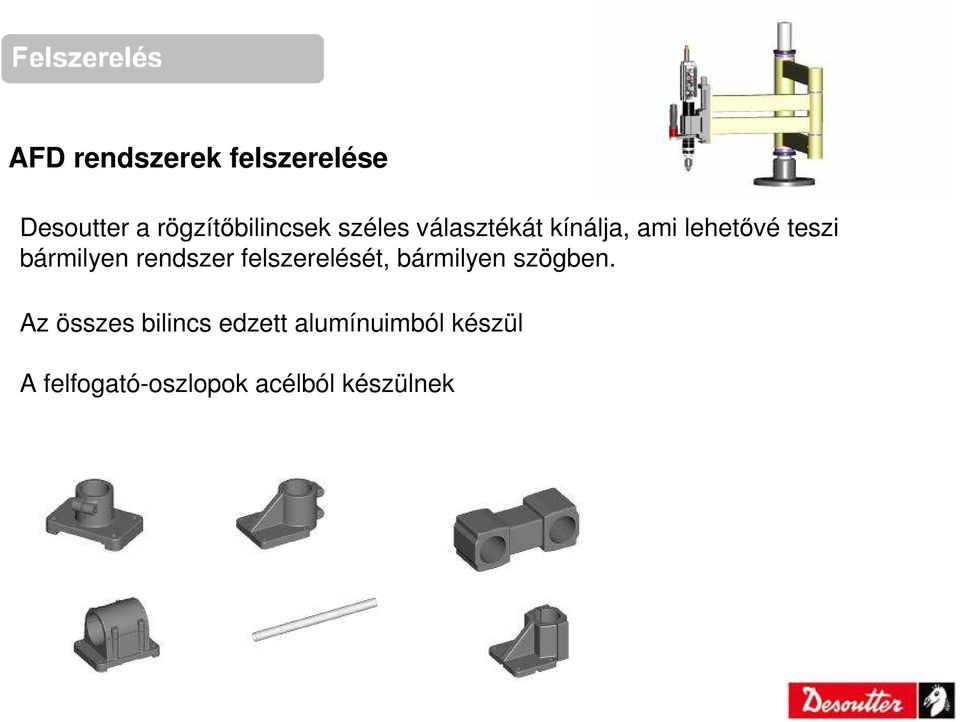 rendszer felszerelését, bármilyen szögben.