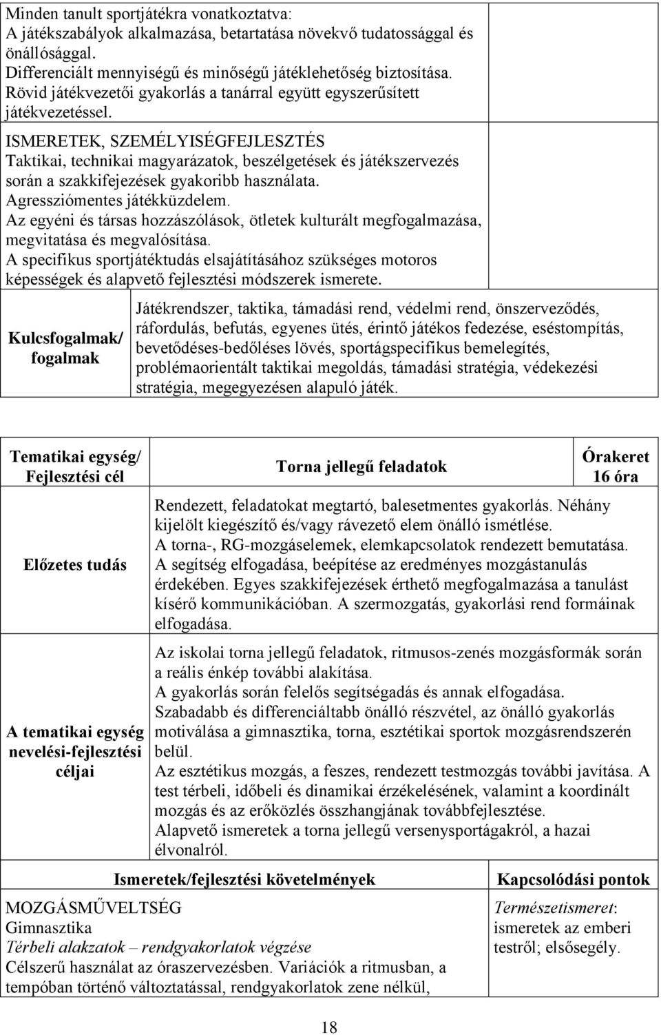 ISMERETEK, SZEMÉLYISÉGFEJLESZTÉS Taktikai, technikai magyarázatok, beszélgetések és játékszervezés során a szakkifejezések gyakoribb használata. Agressziómentes játékküzdelem.