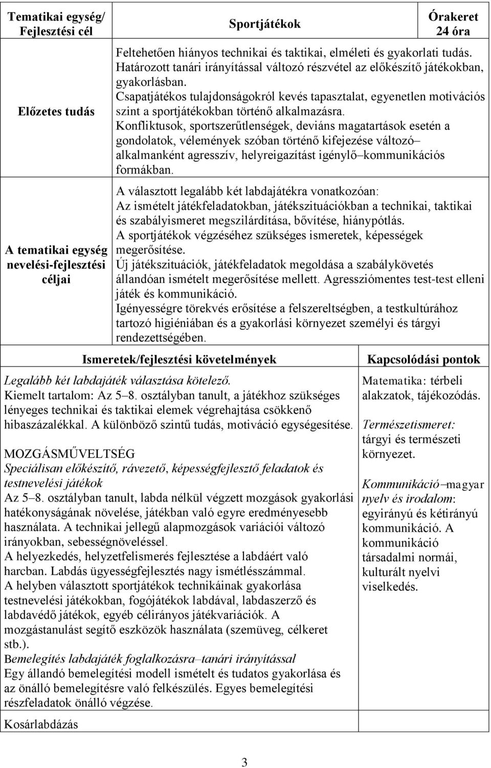 Csapatjátékos tulajdonságokról kevés tapasztalat, egyenetlen motivációs szint a sportjátékokban történő alkalmazásra.
