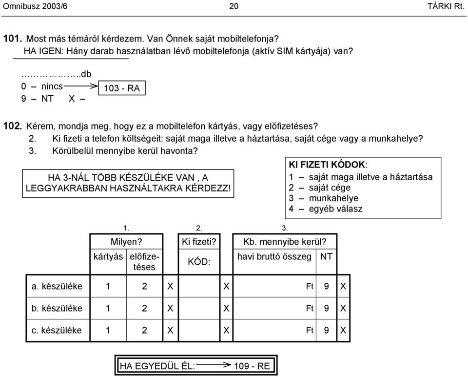 Ki fizeti a telefon költségeit: saját maga illetve a háztartása, saját cége vagy a munkahelye? 3. Körülbelül mennyibe kerül havonta?