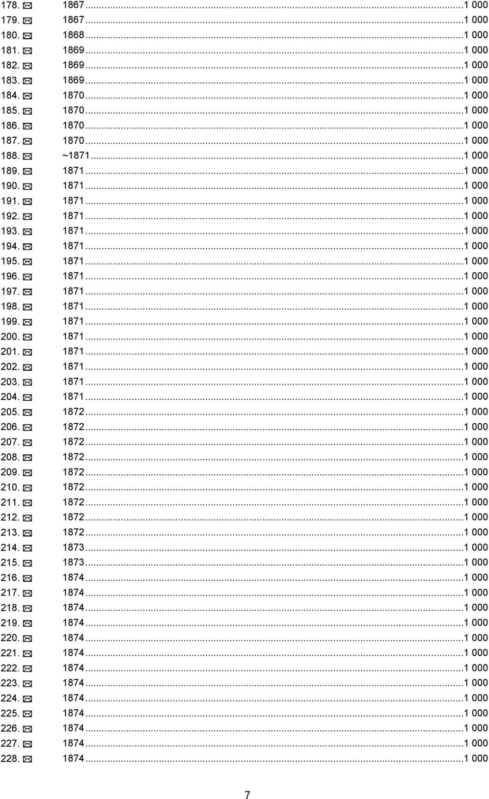 1871...1 000 201. 1871...1 000 202. 1871...1 000 203. 1871...1 000 204. 1871...1 000 205. 1872...1 000 206. 1872...1 000 207. 1872...1 000 208. 1872...1 000 209. 1872...1 000 210. 1872...1 000 211.