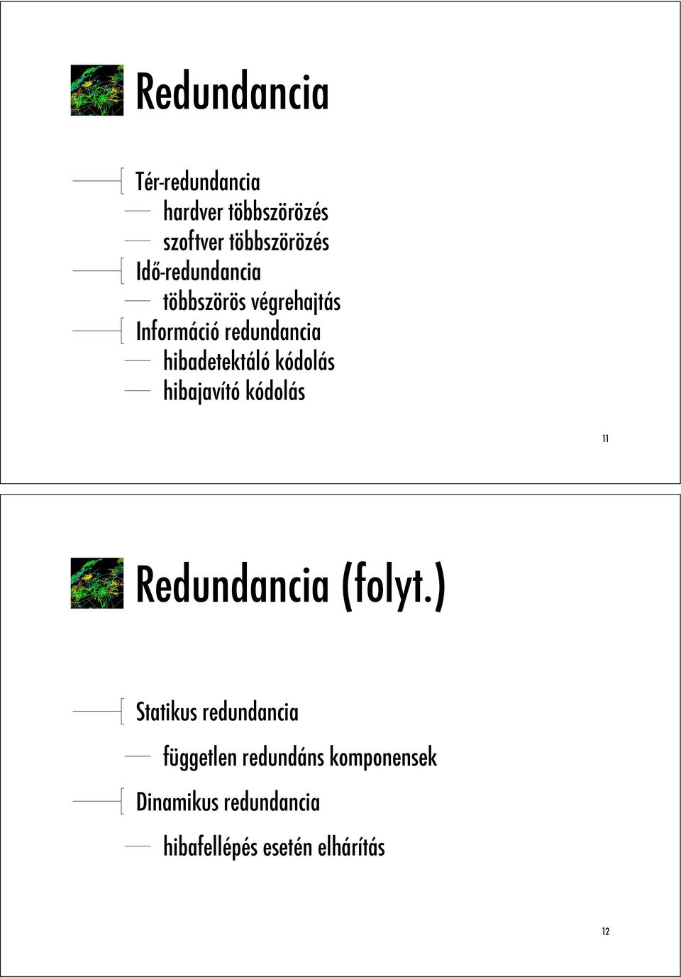 kódolás hibajavító kódolás 11 Redundancia (folyt.