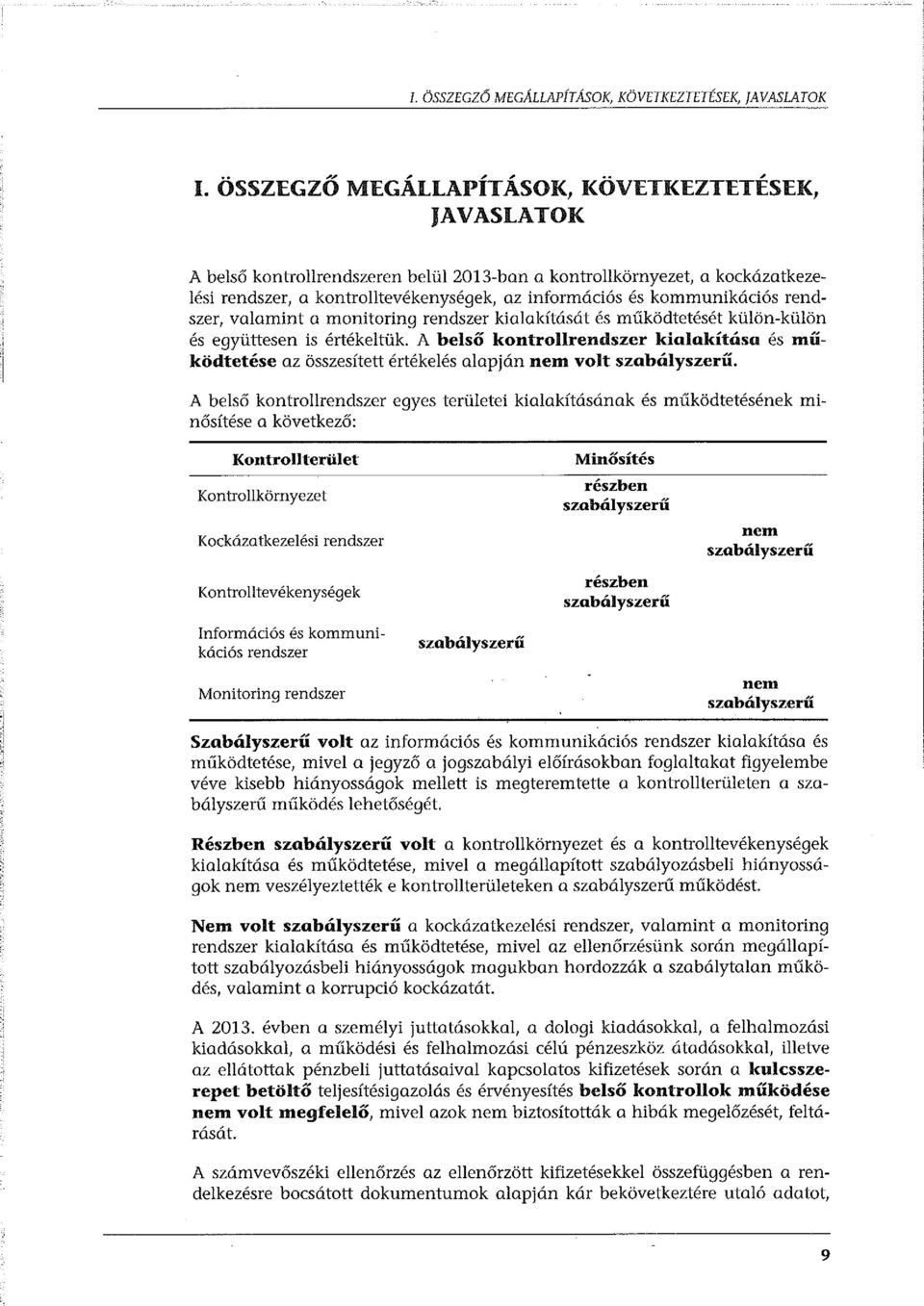 kommunikációs rendszer, valamint a monitoring rendszer kialakítását és működtetését külön-külön és együttesen is értékeltük.