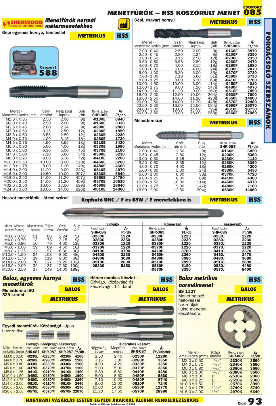 15 18g -0280E 1730 M4.5 x 0.75 4.50 3.55 18g -0310E 3420 M5.0 x 0.80 5.00 4.00 18g -0330E 1980 M6.0 x 1.00 6.30 5.00 45g -0370E 2100 M7.0 x 1.00 7.10 5.60 54g -0390E 3230 M8.0 x 1.25 8.00 6.30 72g -0410E 2260 M10.