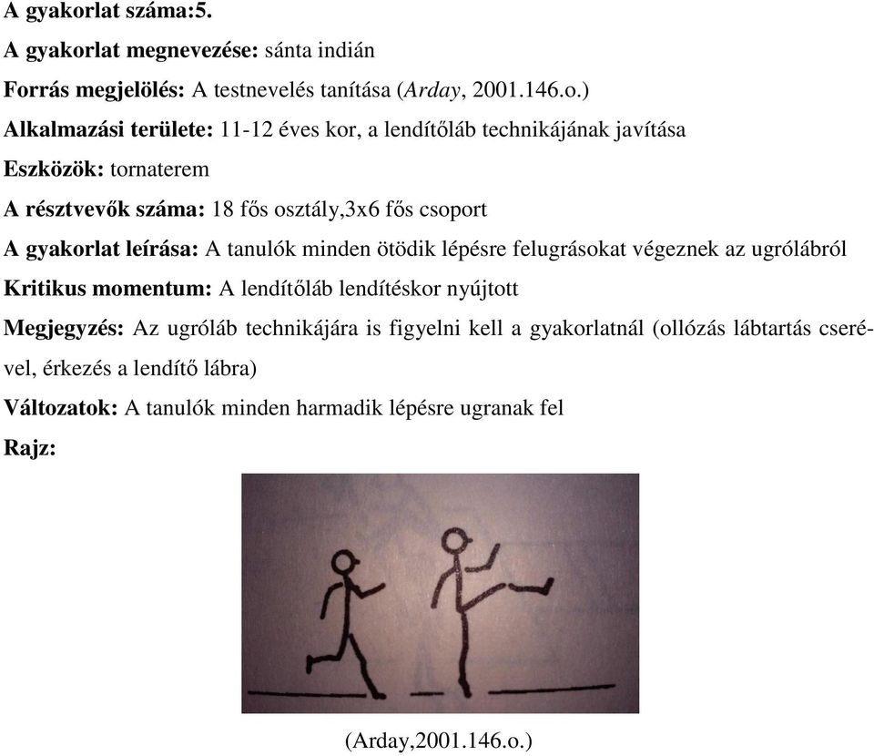 rás megjelölés: A testnevelés tanítása (Arday, 2001.146.o.