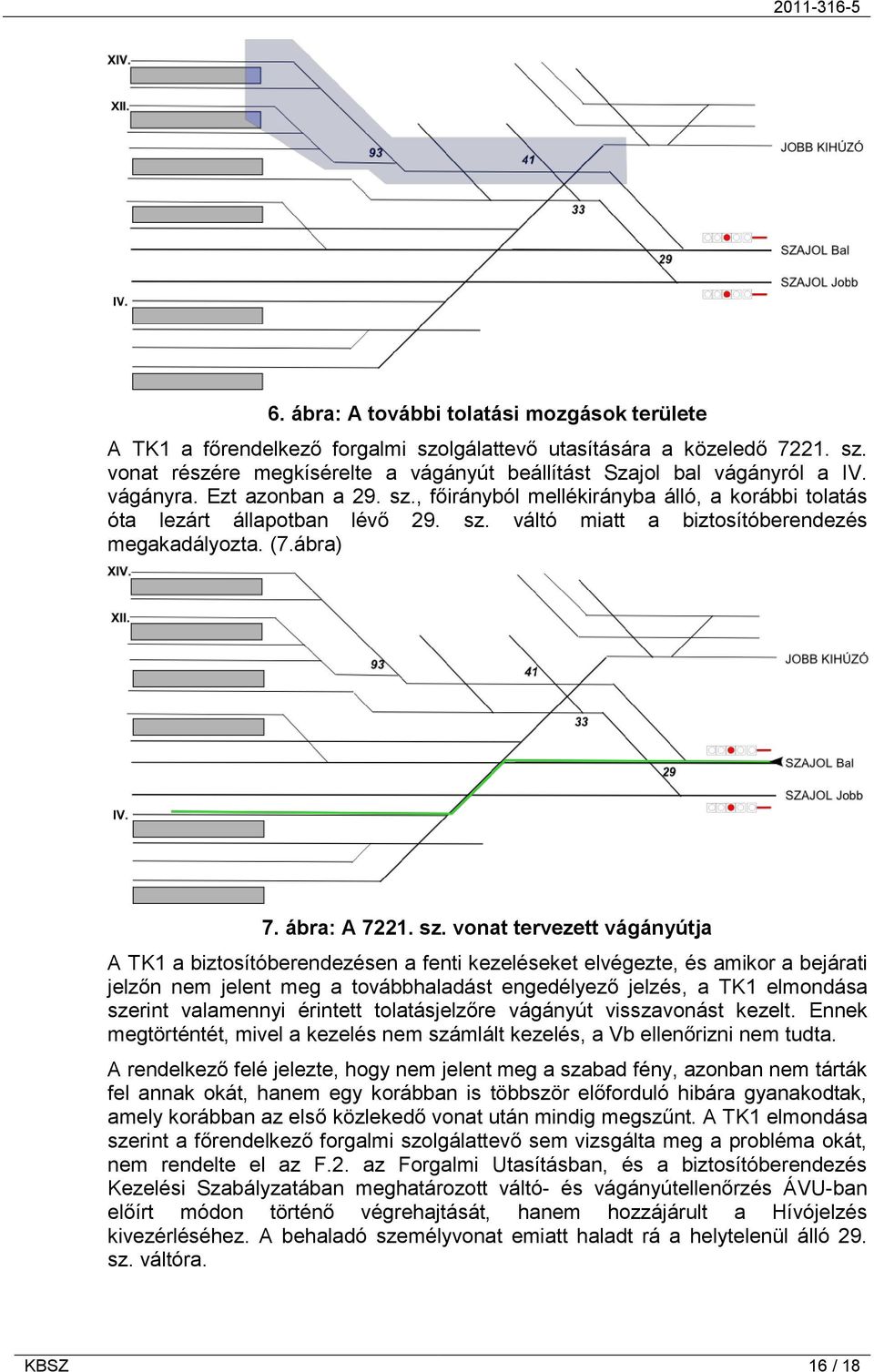 , főirányból mellékirányba álló, a korábbi tolatás óta lezárt állapotban lévő 29. sz.