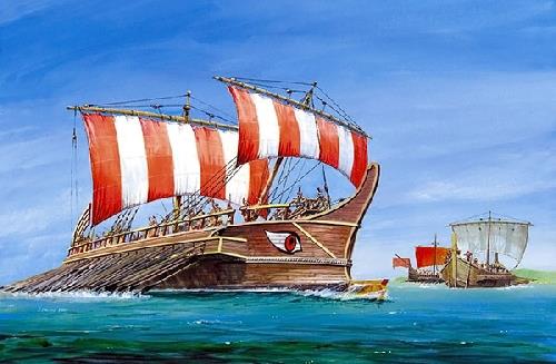 7. feladat Római gályák Antonius és Octavianus csapatai Actiumnál egy tengeri csatában ütköztek meg egymással. A csata kezdetekor a két hajóraj távolsága K-NY irányban 43 km volt.