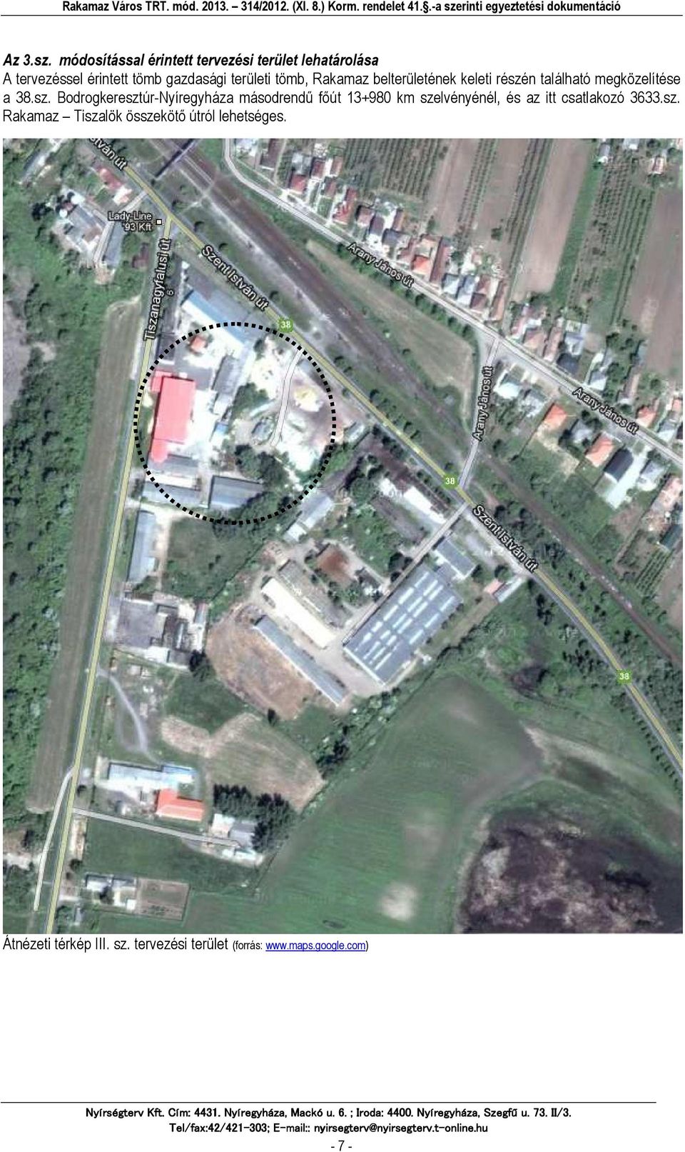 tömb, Rakamaz belterületének keleti részé