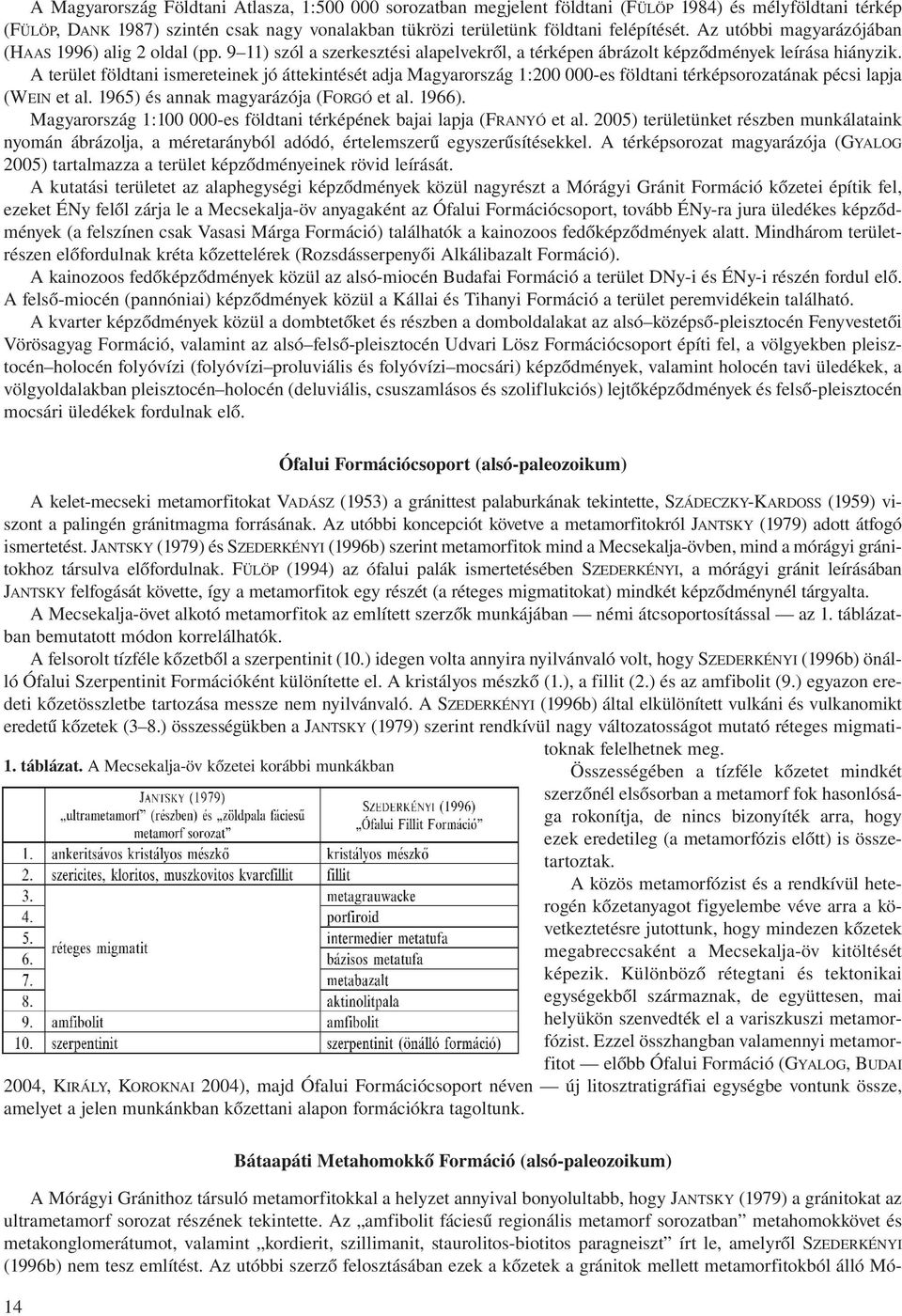 A terület földtani ismereteinek jó áttekintését adja Magyarország 1:200 000-es földtani térképsorozatának pécsi lapja (WEIN et al. 1965) és annak magyarázója (FORGÓ et al. 1966).