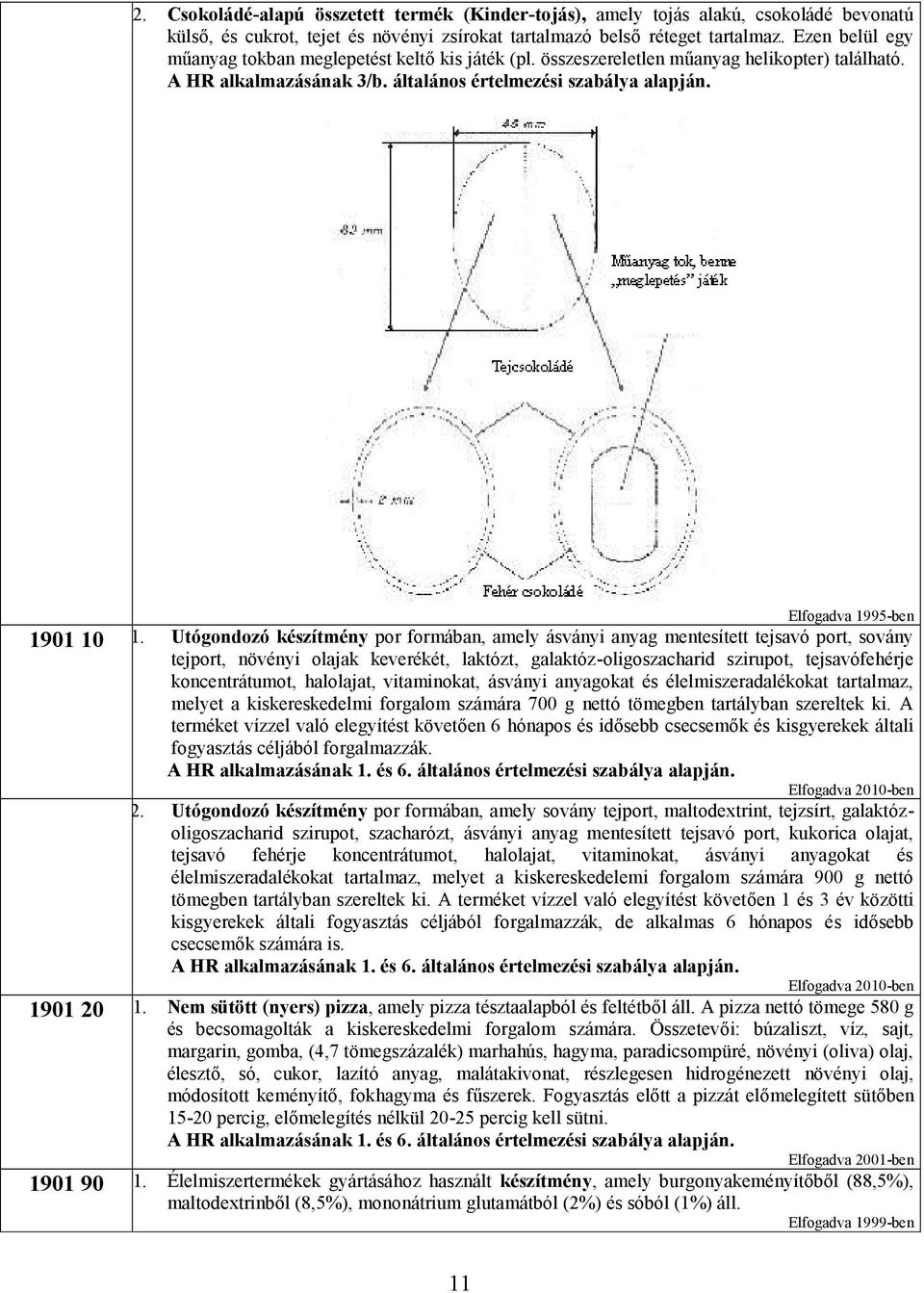Elfogadva 1995-ben 1901 10 Utógondozó készítmény por formában, amely ásványi anyag mentesített tejsavó port, sovány tejport, növényi olajak keverékét, laktózt, galaktóz-oligoszacharid szirupot,