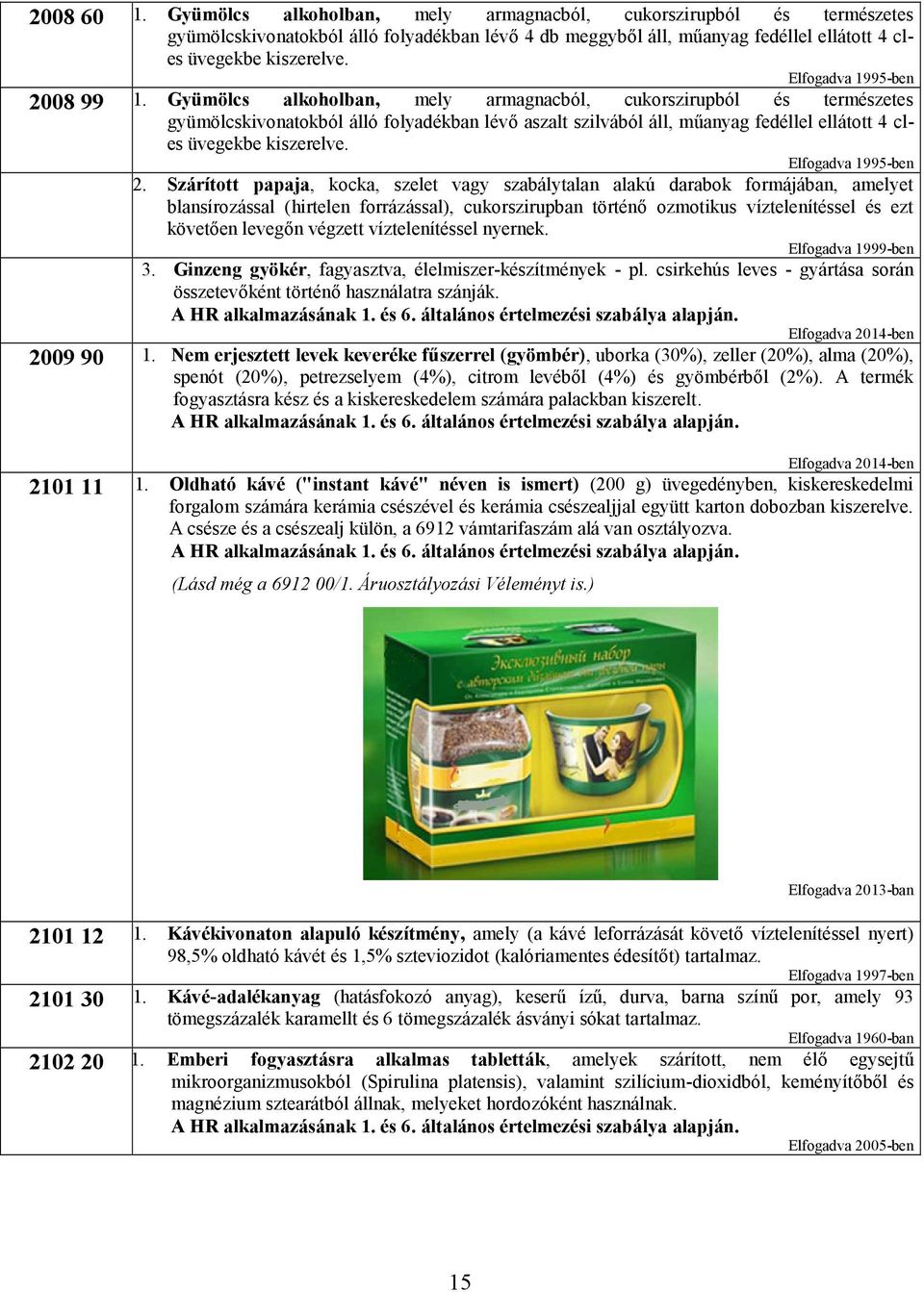 üvegekbe kiszerelve. Elfogadva 1995-ben 2.