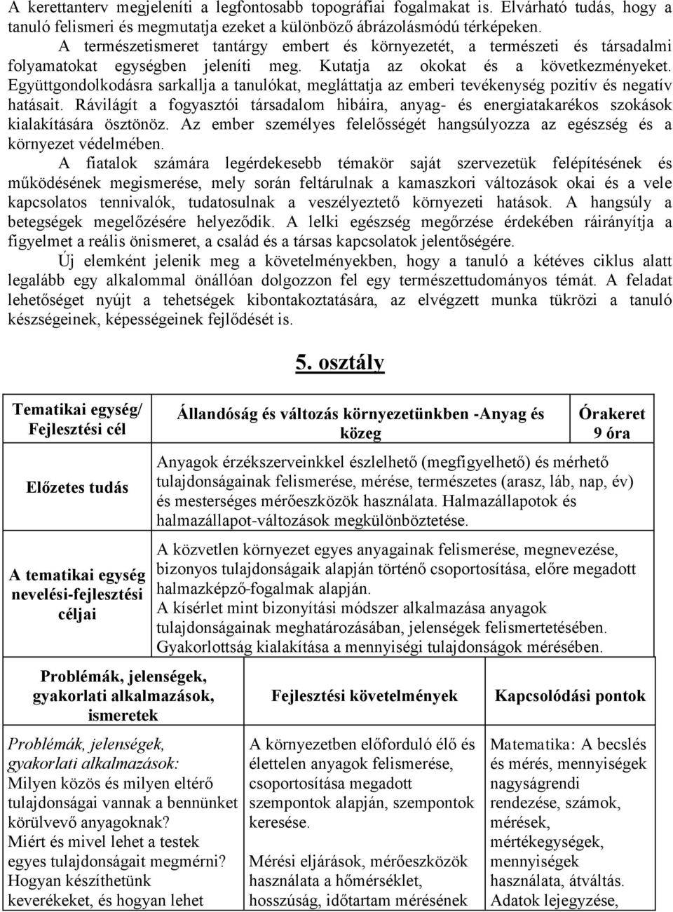 Együttgondolkodásra sarkallja a tanulókat, megláttatja az emberi tevékenység pozitív és negatív hatásait.