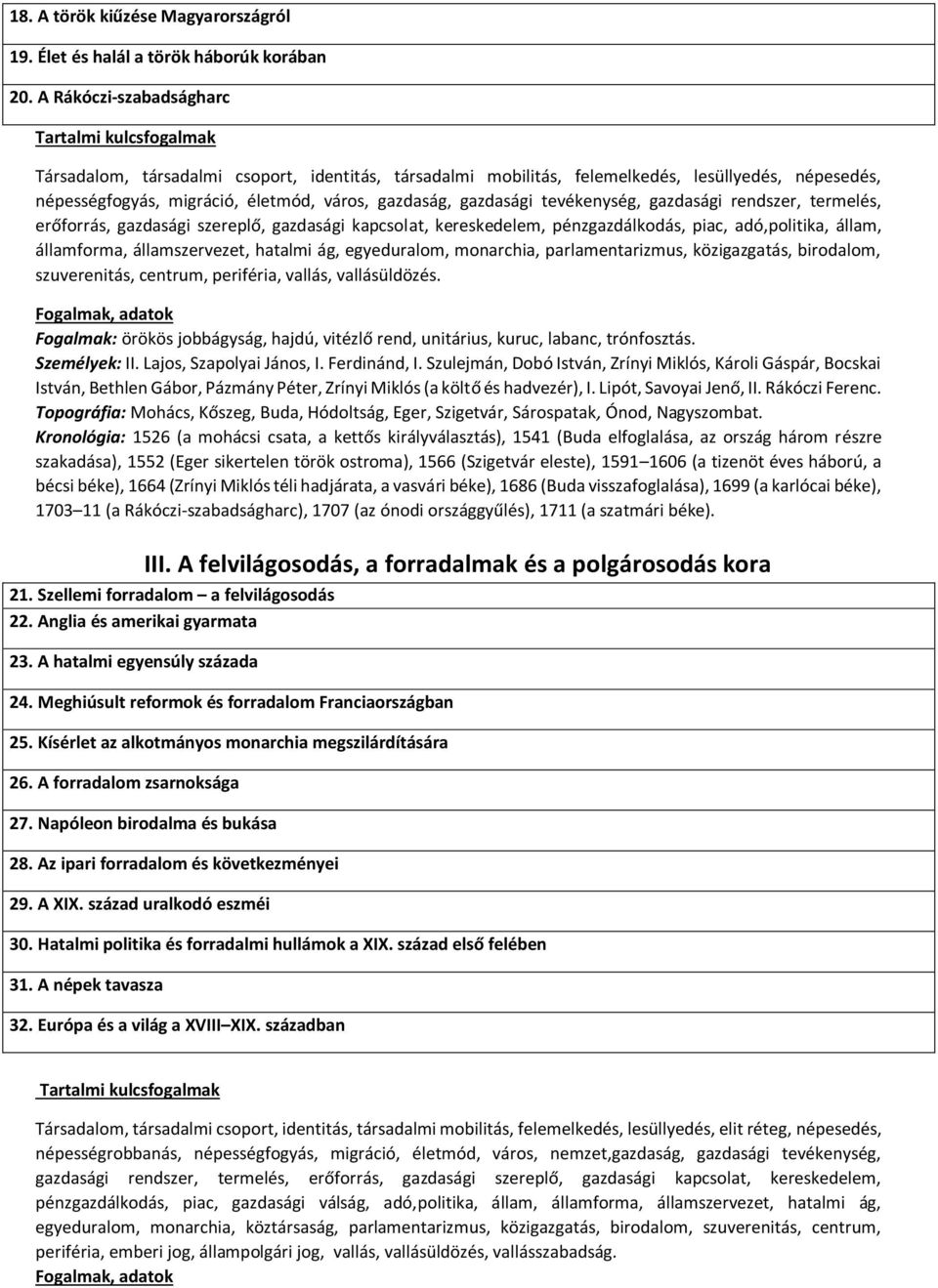 Tananyag és minimum követelmény TÖRTÉNELEM 10. évfolyam A KORA ÚJKOR - PDF  Ingyenes letöltés