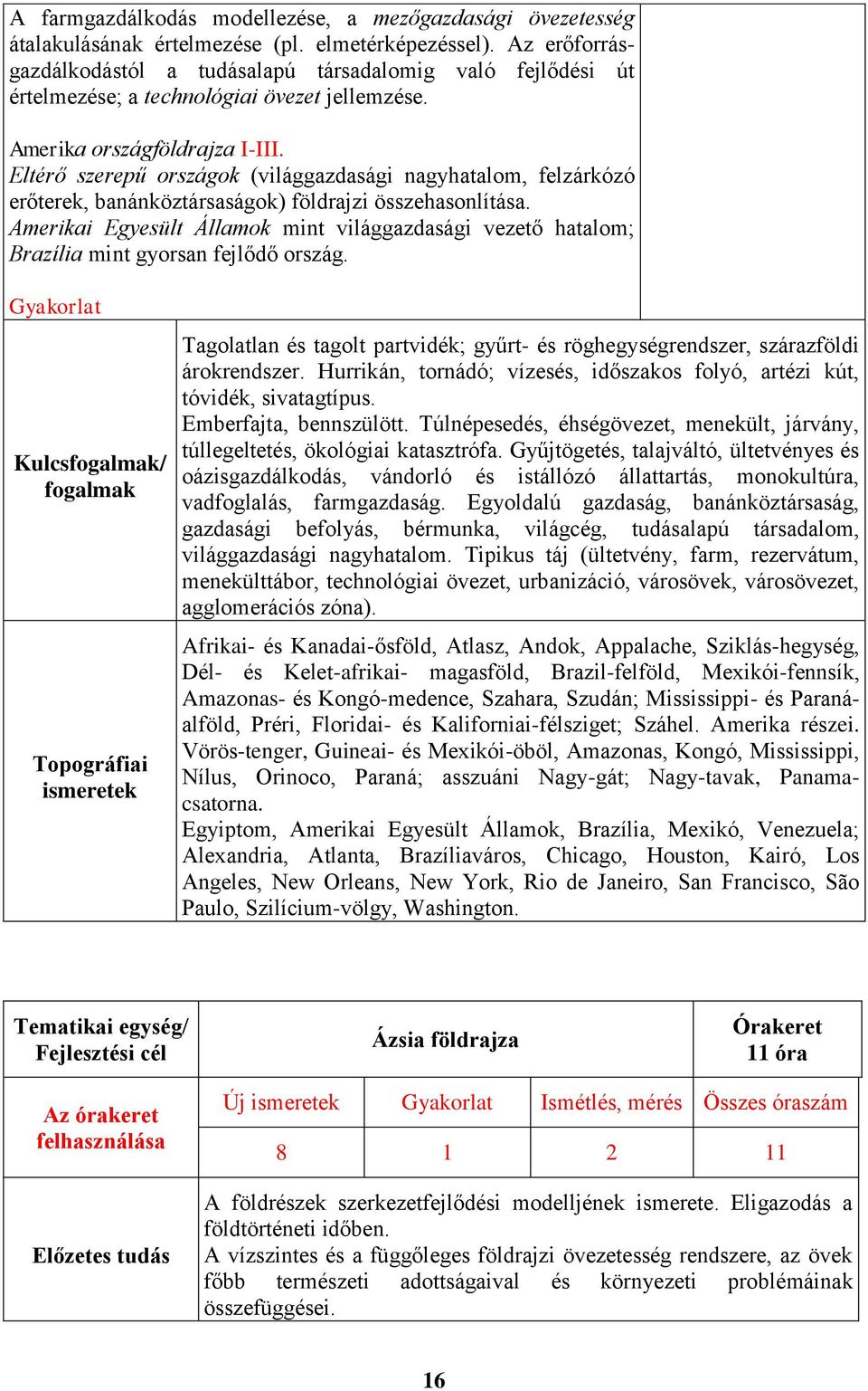 Eltérő szerepű országok (világgazdasági nagyhatalom, felzárkózó erőterek, banánköztársaságok) földrajzi összehasonlítása.