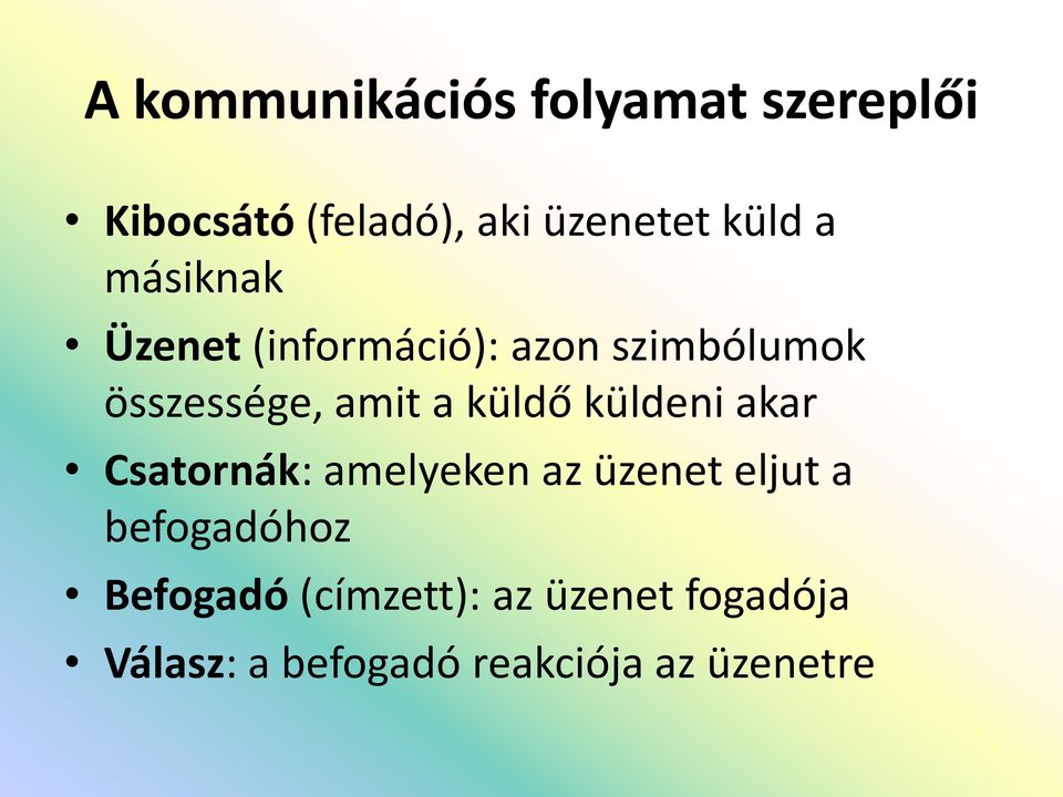 küldő küldeni akar Csatornák: amelyeken az üzenet eljut a befogadóhoz