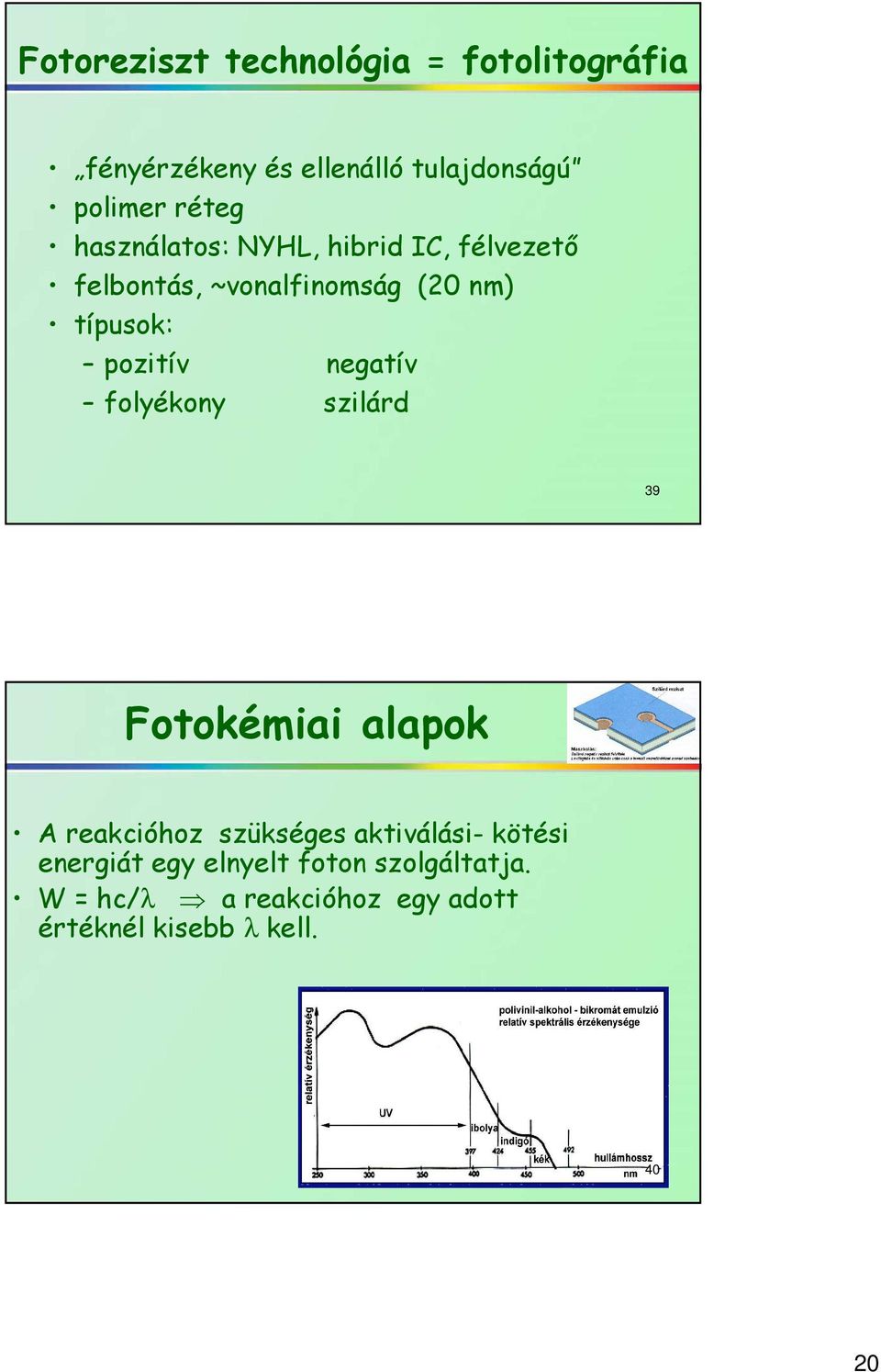 negatív folyékony szilárd 39 Fotokémiai alapok A reakcióhoz szükséges aktiválási- kötési
