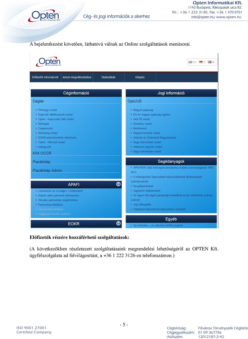 OPTEN Online használati útmutató - PDF Ingyenes letöltés