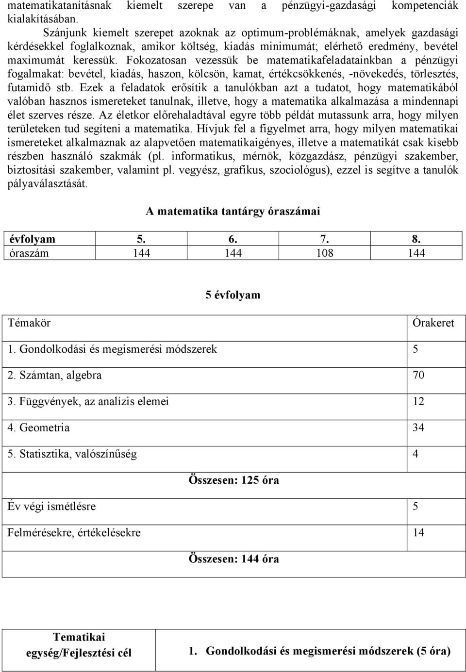 Fokozatosan vezessük be matematikafeladatainkban a pénzügyi fogalmakat: bevétel, kiadás, haszon, kölcsön, kamat, értékcsökkenés, -növekedés, törlesztés, futamidő stb.