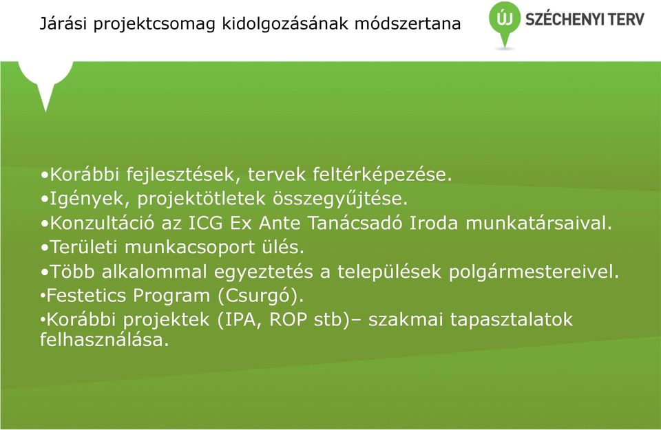 Konzultáció az ICG Ex Ante Tanácsadó Iroda munkatársaival. Területi munkacsoport ülés.