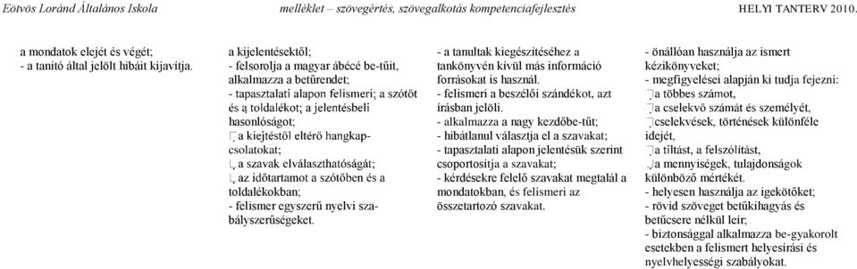 - ; - a tanultak kiegészítéséhez a tankönyvén kívül más információ forrásokat is használ. - felismeri a beszélői szándékot, azt írásban jelöli.