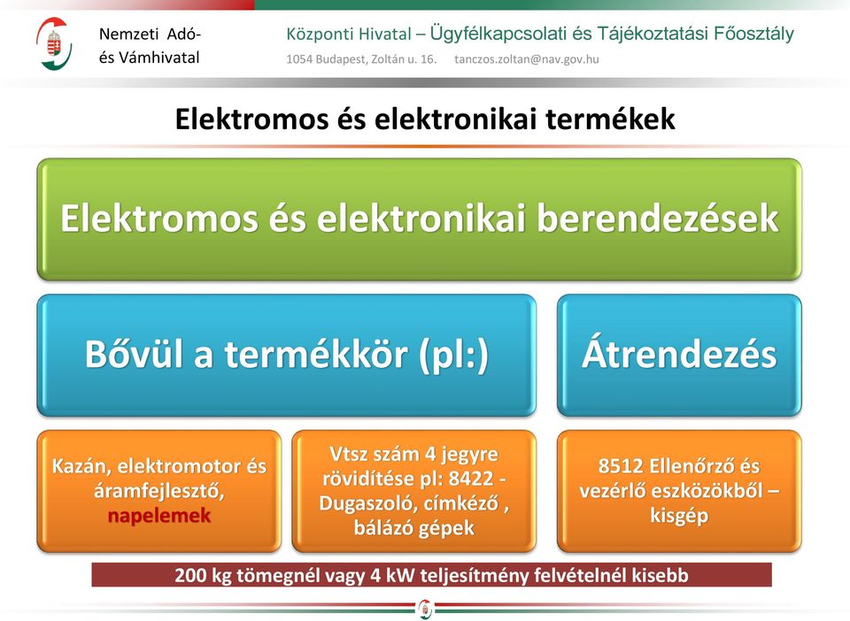 szám 4 jegyre rövidítése pl: 8422 - Dugaszoló, címkéző, bálázó gépek 8512 Ellenőrző