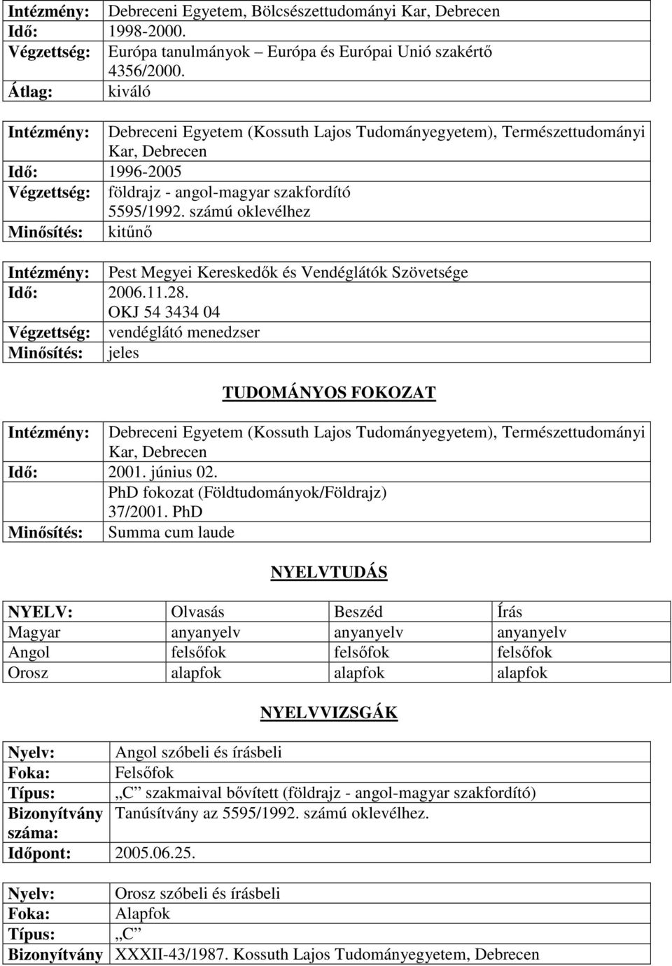 számú oklevélhez Minősítés: kitűnő Pest Megyei Kereskedők és Vendéglátók Szövetsége Idő: 2006.11.28.