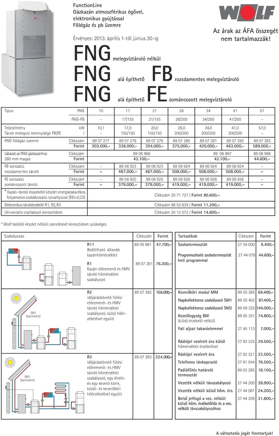 200/200 200/200 FNG földgáz üzemre Cikkszám 89 07 277 89 07 278 89 07 279 89 07 280 89 07 281 89 07 292 89 07 283 Forint 303.000,- 336.000,- 354.000,- 375.000,- 420.000,- 463.000,- 589.