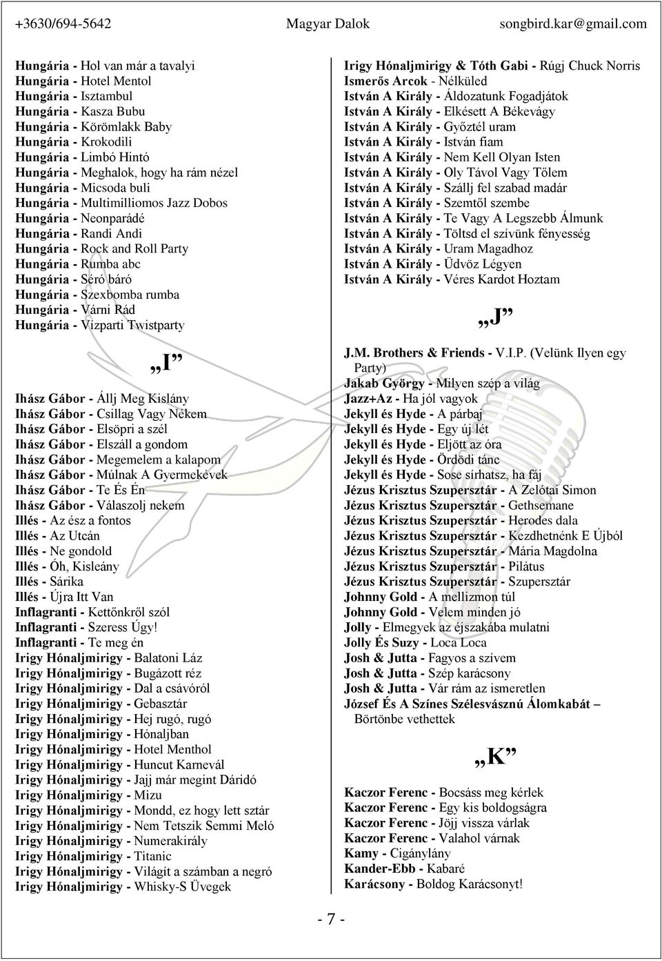 Szexbomba rumba Hungária - Várni Rád Hungária - Vízparti Twistparty I Ihász Gábor - Állj Meg Kislány Ihász Gábor - Csillag Vagy Nékem Ihász Gábor - Elsöpri a szél Ihász Gábor - Elszáll a gondom Ihász