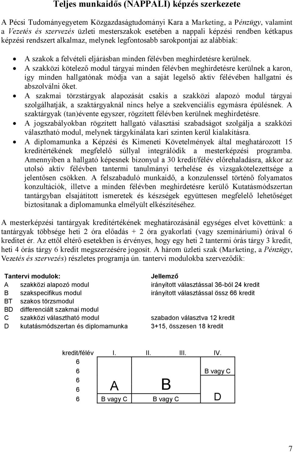 A szakközi kötelező modul tárgyai minden félévben meghirdetésre kerülnek a karon, így minden hallgatónak módja van a saját legelső aktív félévében hallgatni és abszolválni őket.