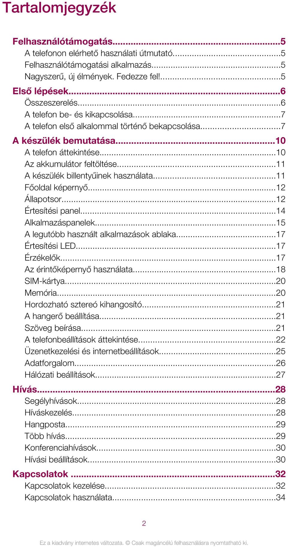 ..11 A készülék billentyűinek használata...11 Főoldal képernyő...12 Állapotsor...12 Értesítési panel...14 Alkalmazáspanelek...15 A legutóbb használt alkalmazások ablaka...17 Értesítési LED.