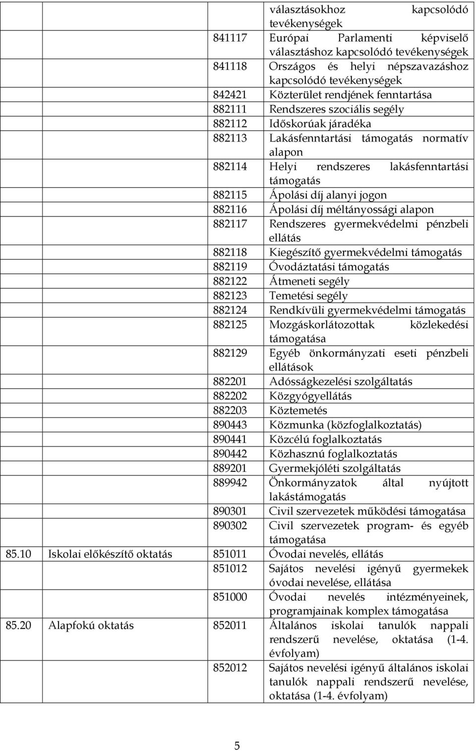 díj alanyi jogon 882116 Ápolási díj méltányossági alapon 882117 Rendszeres gyermekvédelmi pénzbeli ellátás 882118 Kiegészítő gyermekvédelmi támogatás 882119 Óvodáztatási támogatás 882122 Átmeneti