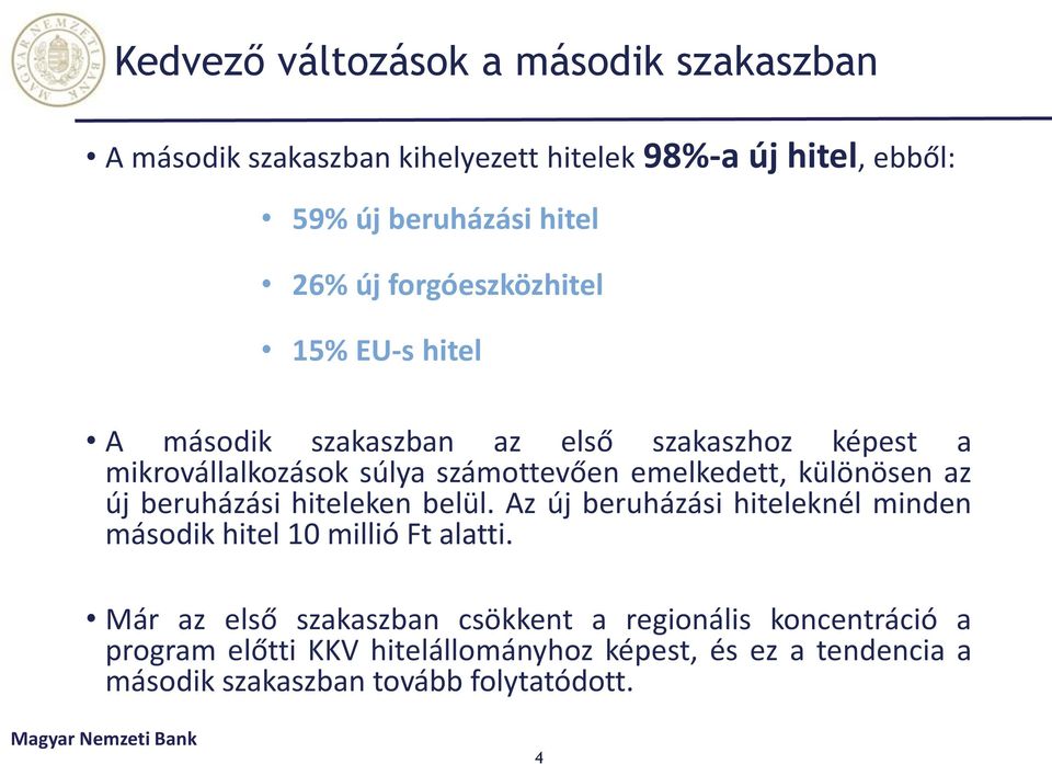 különösen az új beruházási hiteleken belül. Az új beruházási hiteleknél minden második hitel 1 millió Ft alatti.