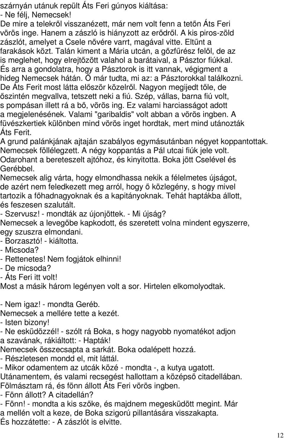 Talán kiment a Mária utcán, a gőzfűrész felől, de az is meglehet, hogy elrejtőzött valahol a barátaival, a Pásztor fiúkkal.