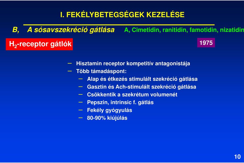 támadáspont: Alap és étkezés stimulált szekréció gátlása Gasztin és Ach-stimulált szekréció