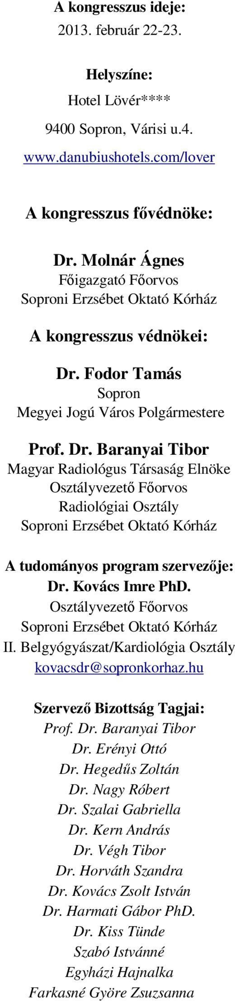 Fodor Tamás Sopron Megyei Jogú Város Polgármestere Prof. Dr.