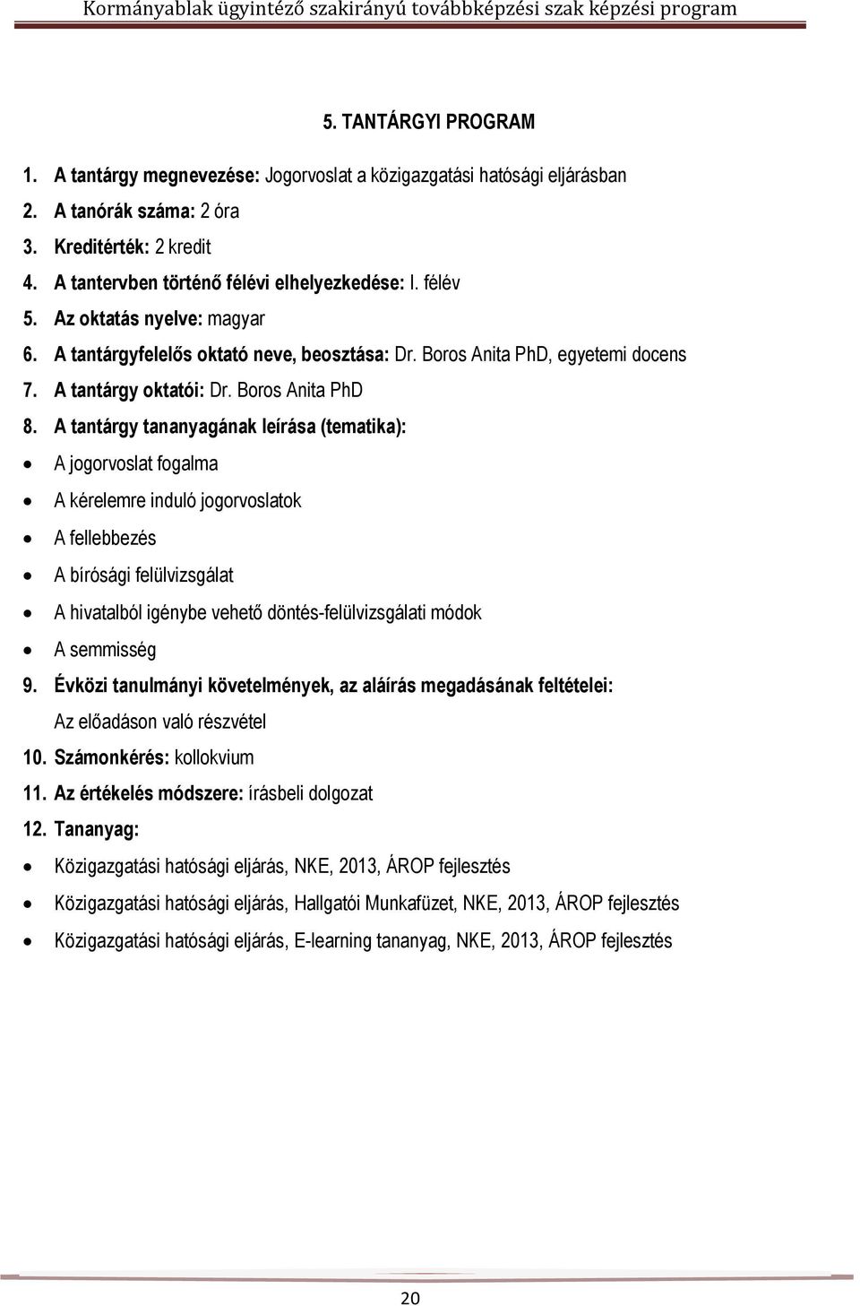 Boros Anita PhD A jogorvoslat fogalma A kérelemre induló jogorvoslatok A fellebbezés A bírósági felülvizsgálat A hivatalból igénybe vehető döntés-felülvizsgálati módok A semmisség 9.