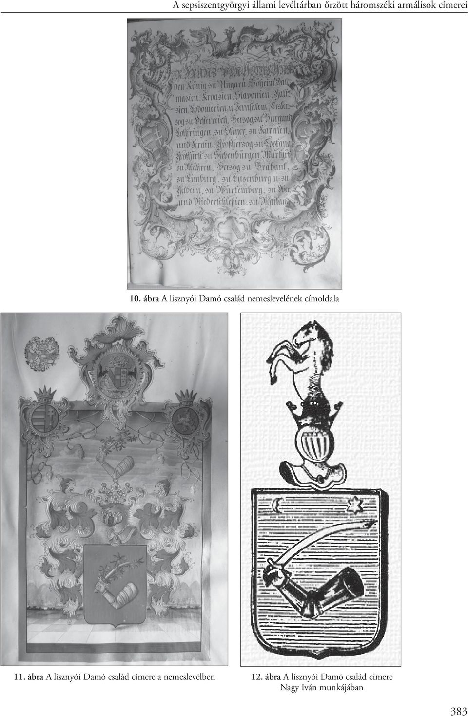 ábra A lisznyói Damó család nemeslevelének címoldala 11.