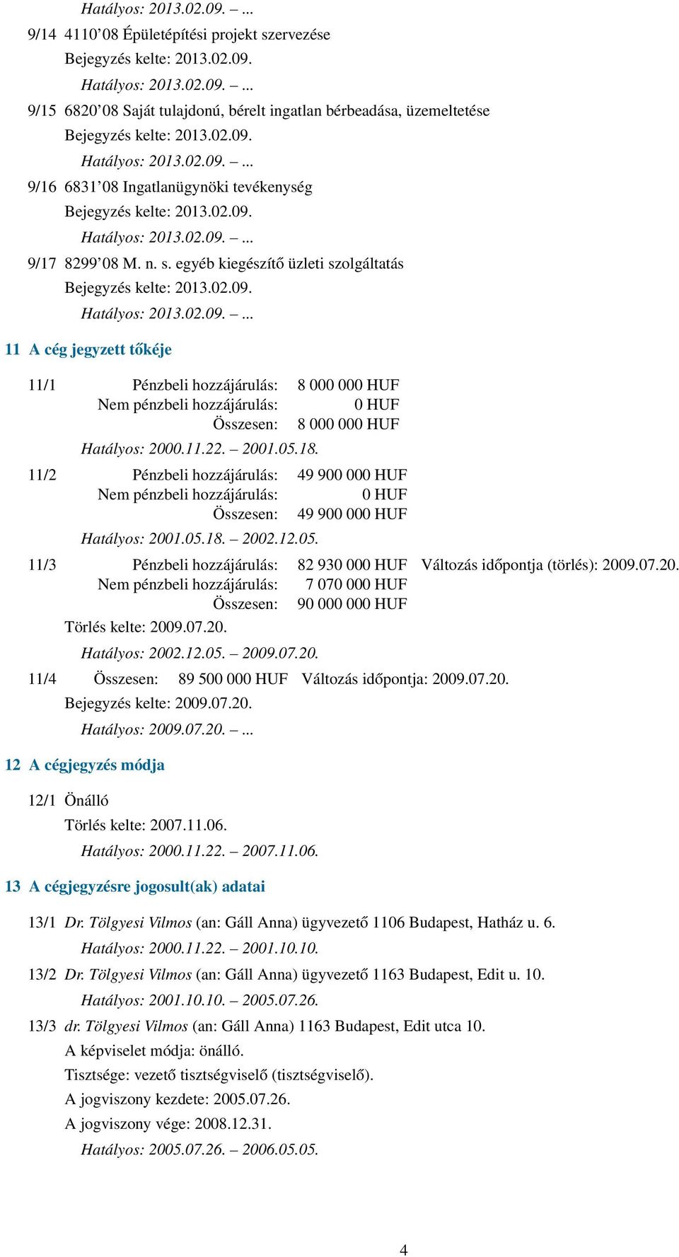 egyéb kiegészítő üzleti szolgáltatás Bejegyzés kelte: 2013.02.09.