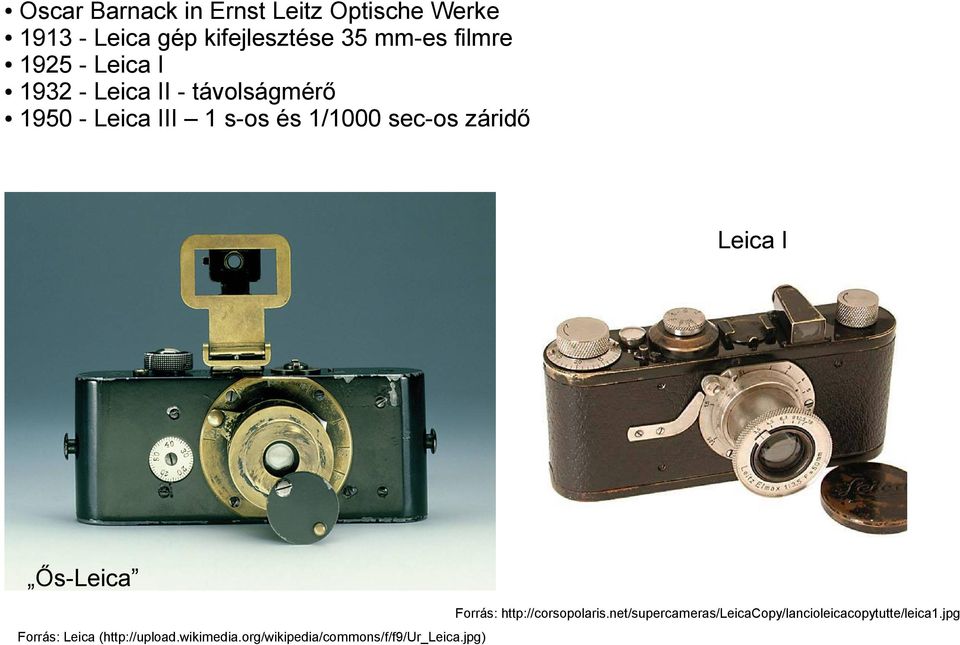 záridő Leica I Ős-Leica Forrás: http://corsopolaris.
