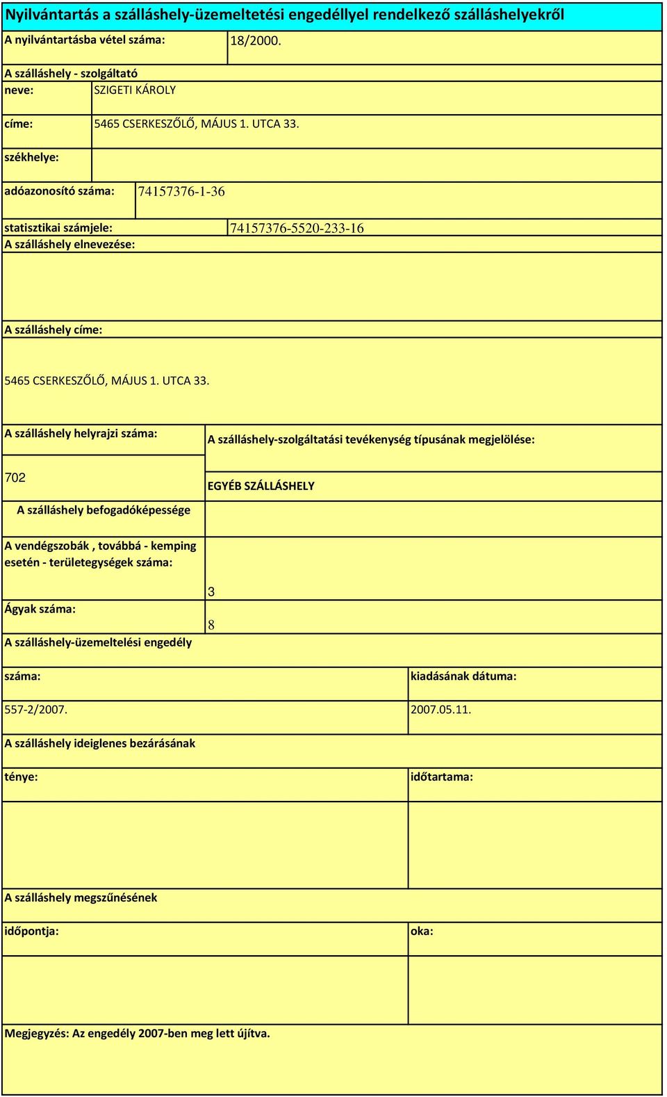adóazonosító 74157376-1-36 statisztikai számjele: 74157376-550-33-16 A