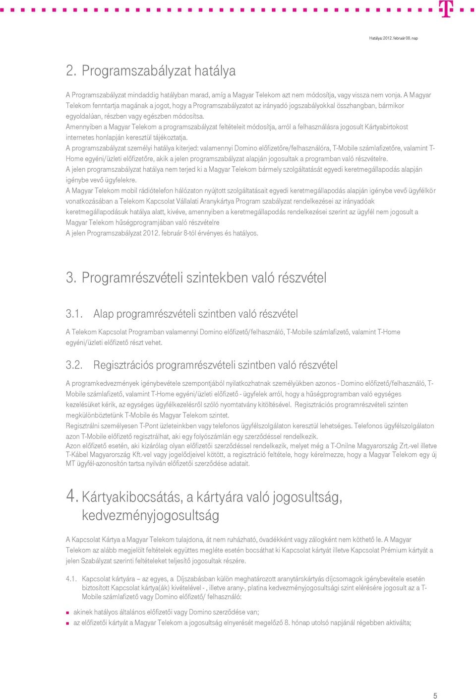 Telekom Kapcsolat Program programszabályzat - PDF Ingyenes letöltés