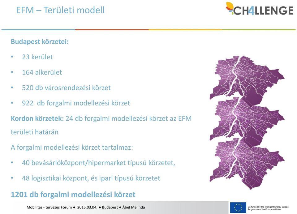 területi határán A forgalmi modellezési körzet tartalmaz: 40 bevásárlóközpont/hipermarket