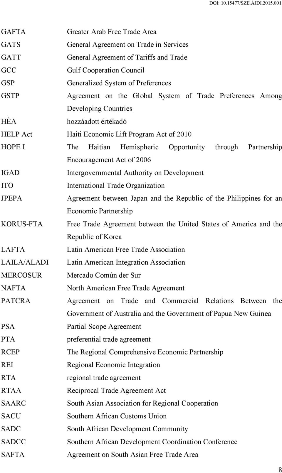 through Partnership Encouragement Act of 2006 IGAD Intergovernmental Authority on Development ITO International Trade Organization JPEPA Agreement between Japan and the Republic of the Philippines