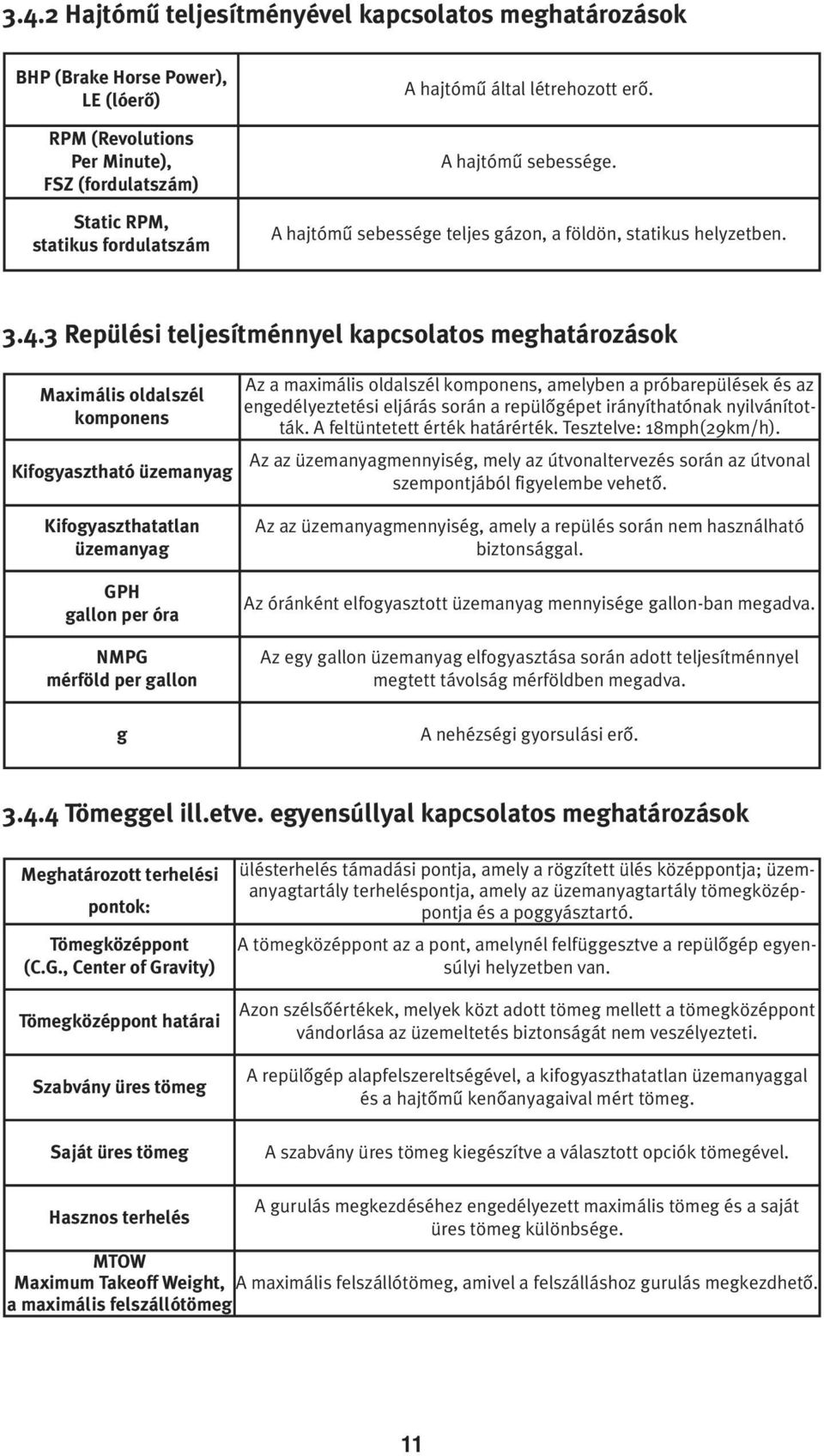 3 Repülési teljesítménnyel kapcsolatos meghatározások Maximális oldalszél komponens Kifogyasztható üzemanyag Az a maximális oldalszél komponens, amelyben a próbarepülések és az engedélyeztetési